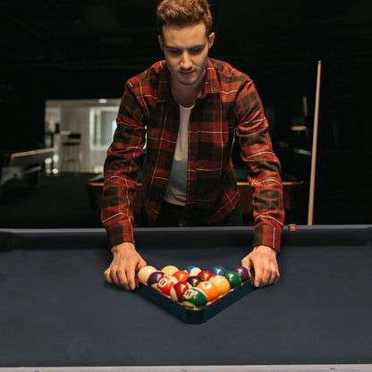 Large 84-Inch Rustic Gray Pool Table With Cues, Balls And X-Legs (SAK54361)
