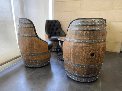Luxury Whiskey & Wine Barrel Captain Chair with Hidden Safe
