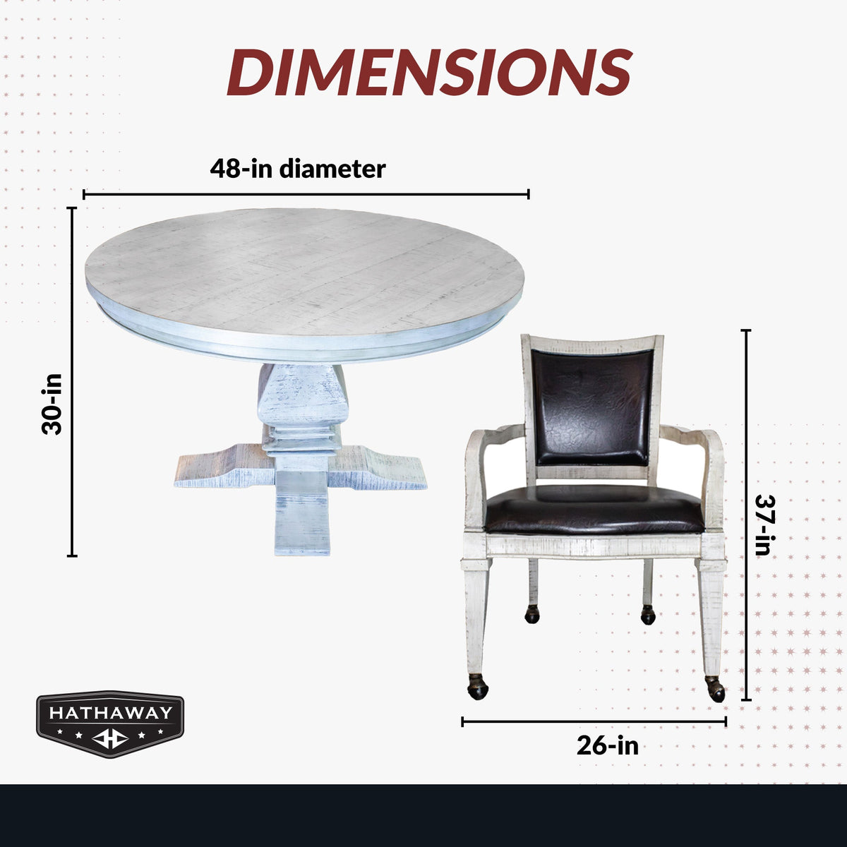 Hathaway Montecito Dining and Poker Table Set - Driftwood