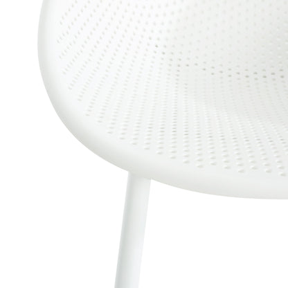 Modern Gable Outdoor Barstool Set of 2 with Perforated Design - White