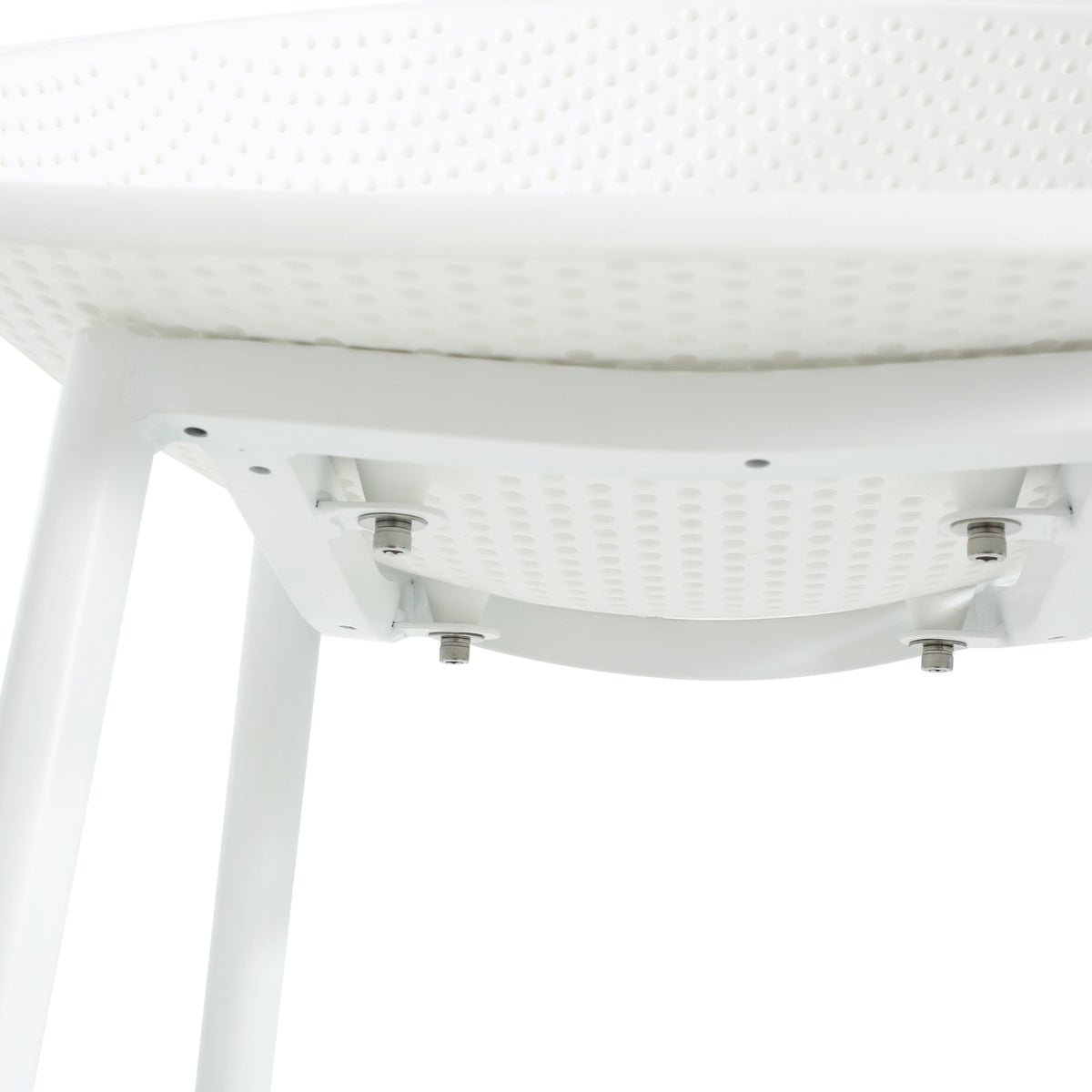 Modern Gable Outdoor Barstool Set of 2 with Perforated Design - White
