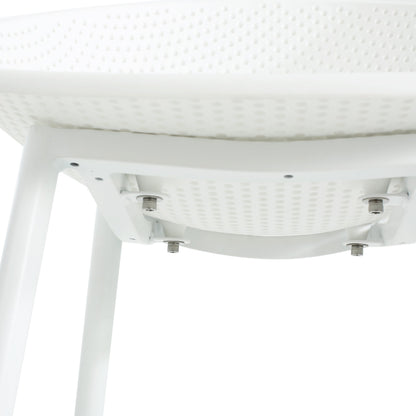 Modern Gable Outdoor Barstool Set of 2 with Perforated Design - White