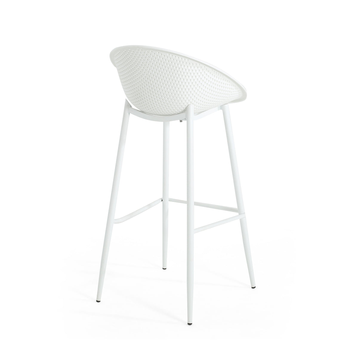 Modern Gable Outdoor Barstool Set of 2 with Perforated Design - White