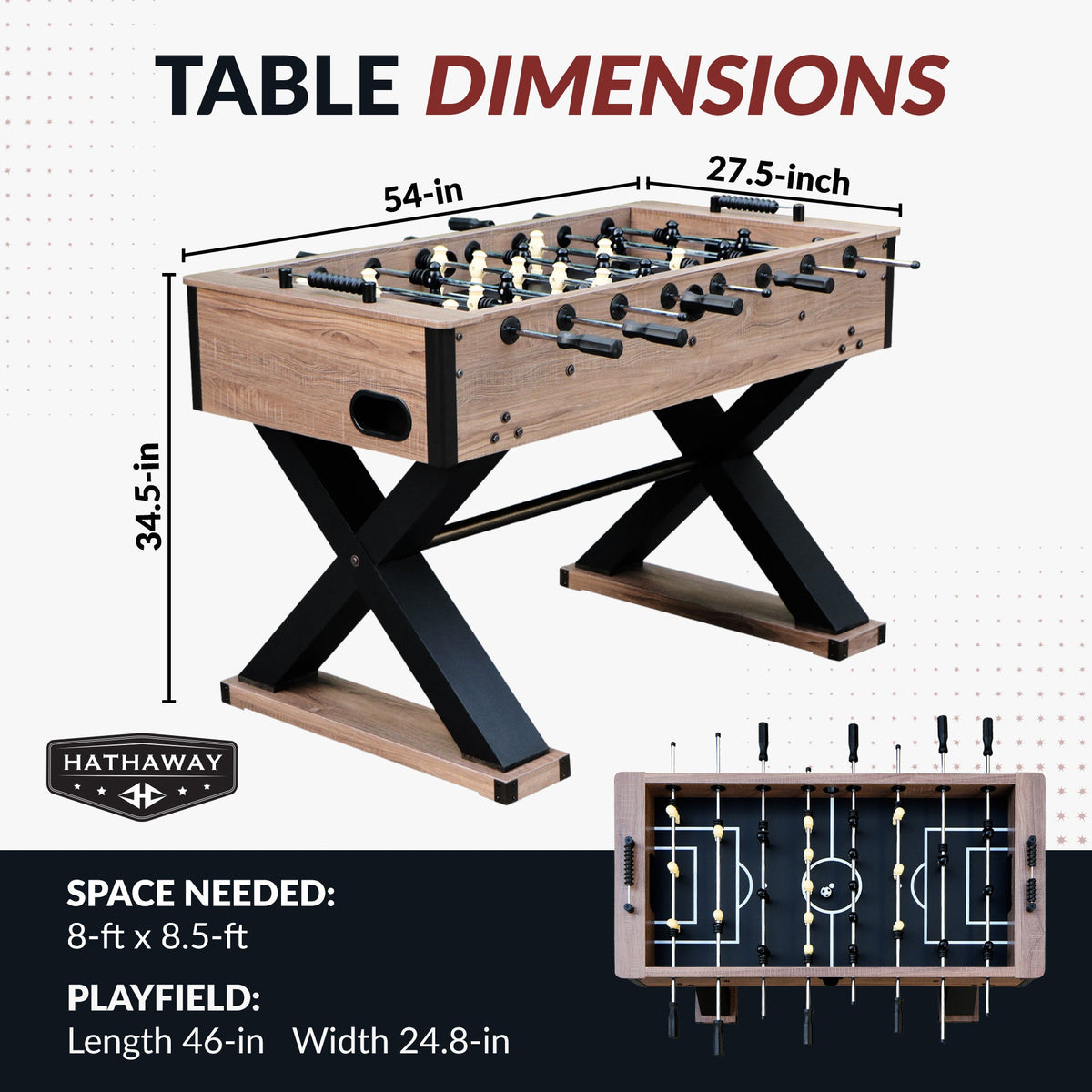 Hathaway Excalibur 54-in Foosball Table - Driftwood