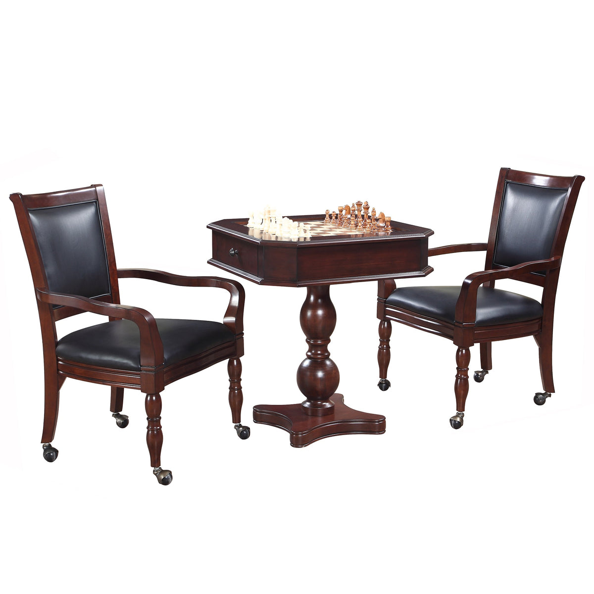 Hathaway Fortress 28-in Chess 3-in-1 Pedestal Game Table Set with Chairs