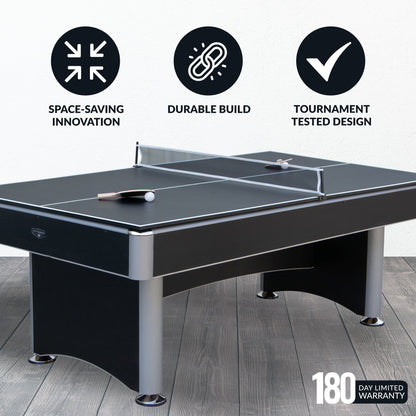 Hathaway Maverick II 7-ft Pool Table with Table Tennis Top - Black with Blue Felt