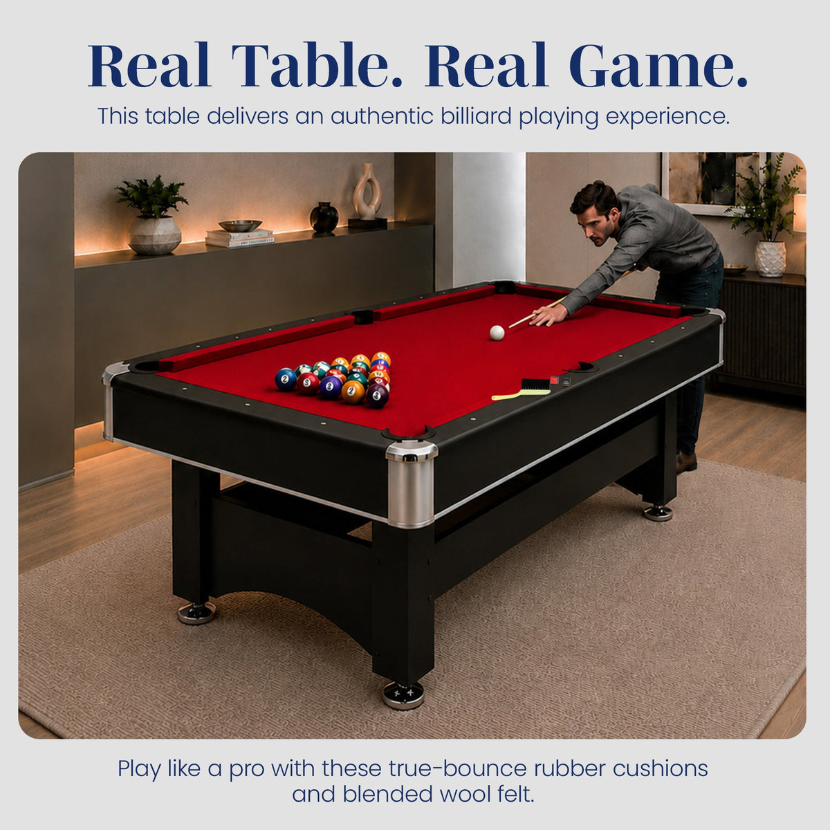 Hathaway Spartan 6-ft Pool Table with Table Tennis Top - Black with Red Felt