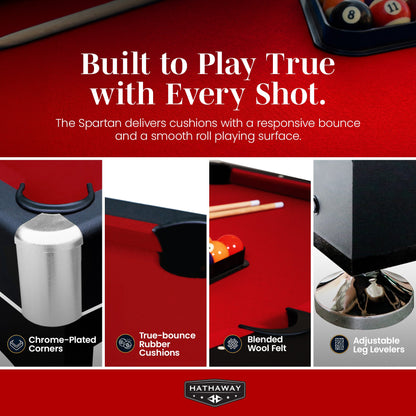 Hathaway Spartan 6-ft Pool Table with Table Tennis Top - Black with Red Felt