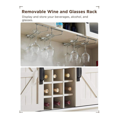 Premium 72-Inch Home Bar Wine Cabinet W/ Sliding Barn Door (SAK12947)