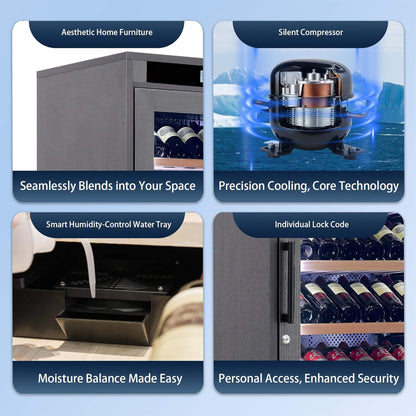102-Bottle Smart Temperature-Controlled Multi-Tier Wine Cabinet For Home And Bar (SAK46361)