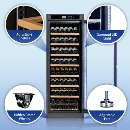 102-Bottle Smart Temperature-Controlled Multi-Tier Wine Cabinet For Home And Bar (SAK46361)