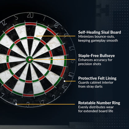 Hathaway Drifter Bristle Dartboard and Cabinet Set - Rustic Gray