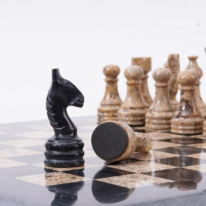 Black and Coral 12 inches  Premium Quality Marble Chess Set