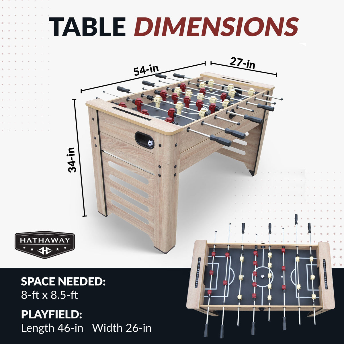 Hathaway Madison 54-in Foosball 6-in-1 Multi-Game Table