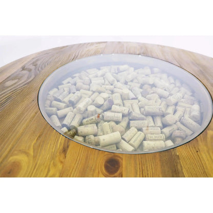 Whiskey & Wine Barrel Bistro Pub Set — 4 Stools, Glass Top, Foot Rail