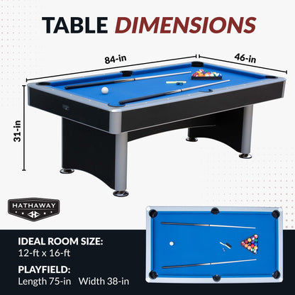 Hathaway Maverick II 7-ft Pool Table with Table Tennis Top - Black with Blue Felt