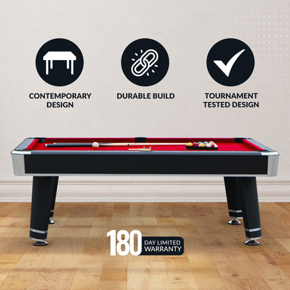 Hathaway Jupiter 7-ft Pool Table - Black with Red Felt