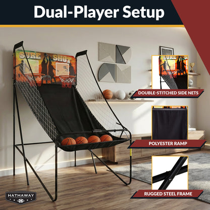 Hathaway Sure Shot 81-in Dual Basketball Arcade Game with LED Scoring